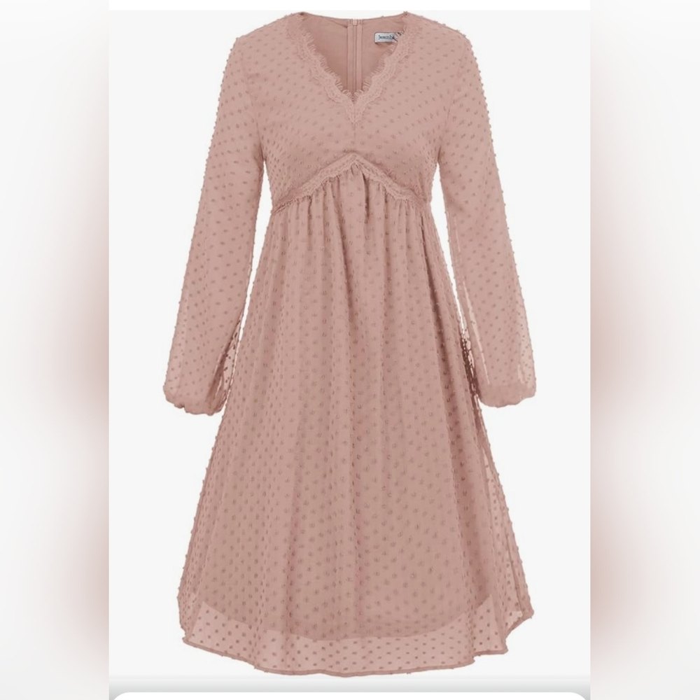 NWT Jasambac Swiss Dot Dress - Chiffon pink